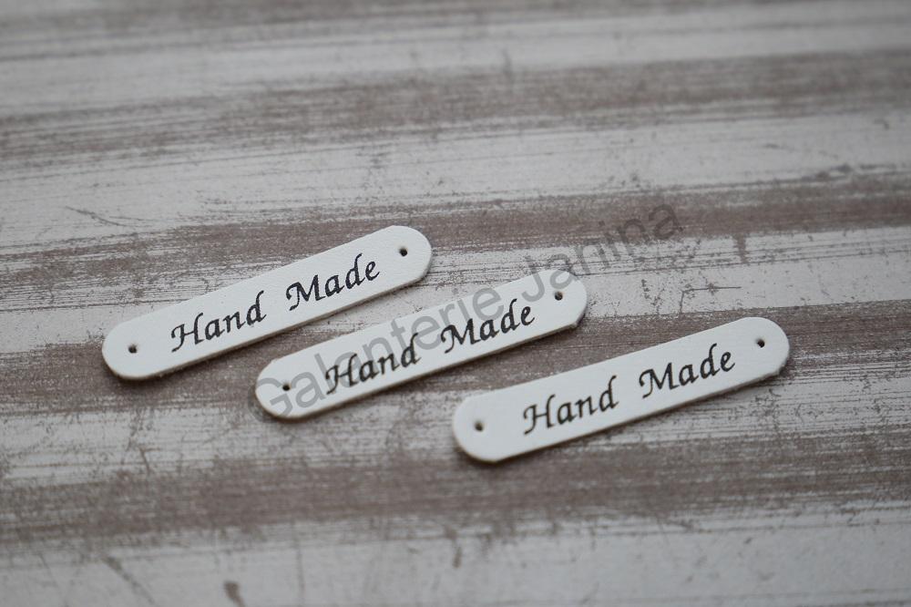 Nášivka Handmade 5 cm - eco kůže bílá