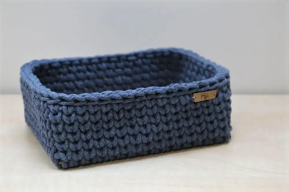 HoJa Háčkovaný košík 20x15 cm denim