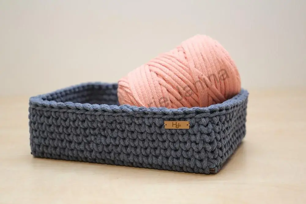 HoJa Háčkovaný košík 25x17 cm denim