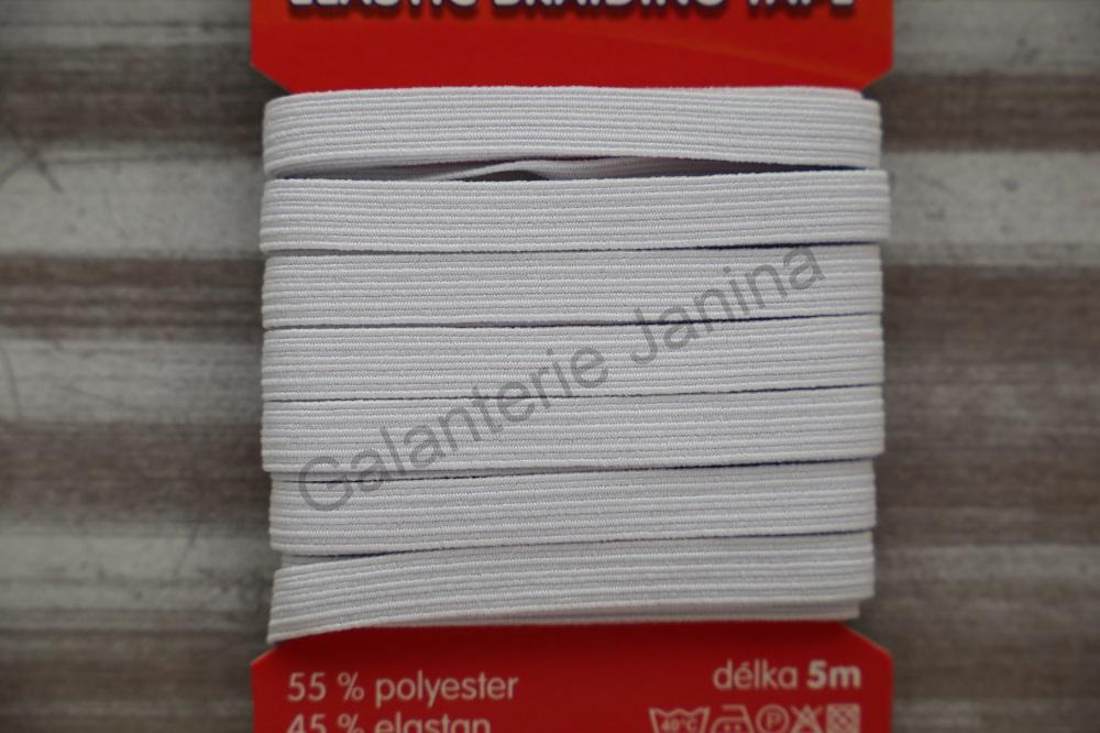 Pruženka prádlová 8 mm - bílá 5 m
