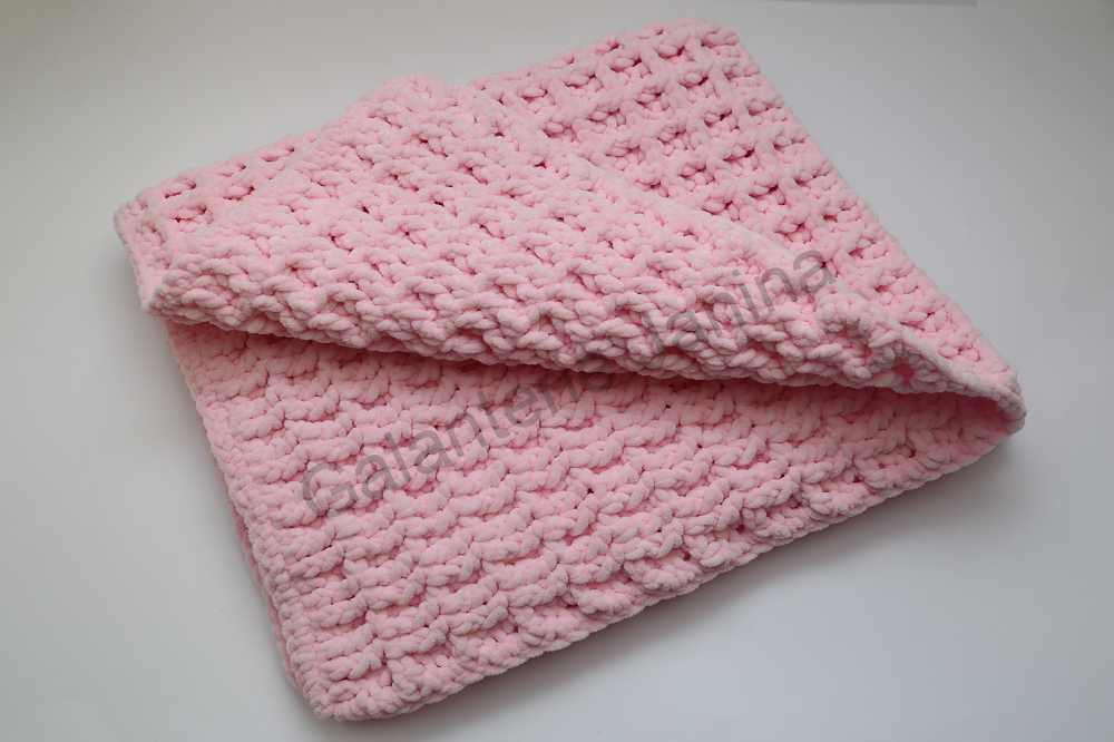 HoJa háčkovaná deka pro miminko 75x70 cm - světle růžová