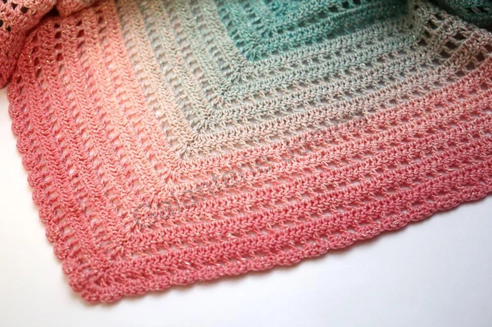 HoJa Háčkovaný šátek Moonlight - zelená, lososová