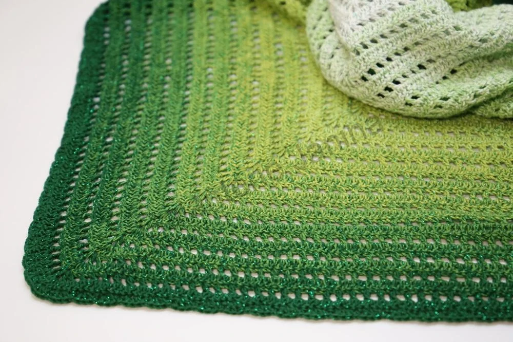 HoJa Háčkovaný šátek Moonlight - bílá, zelená