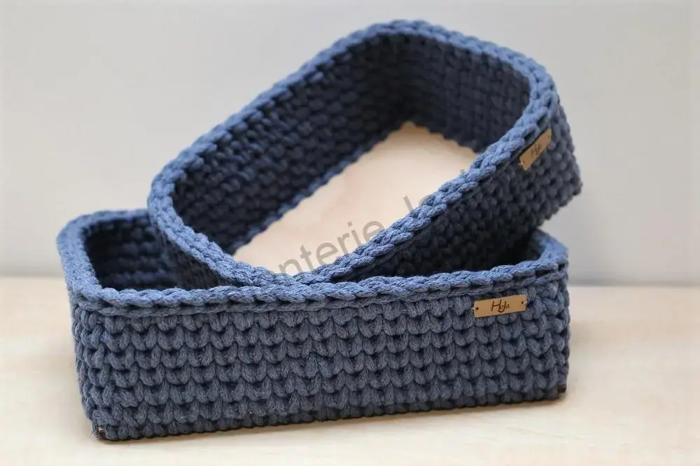 HoJa Háčkovaný košík 25x17 cm denim