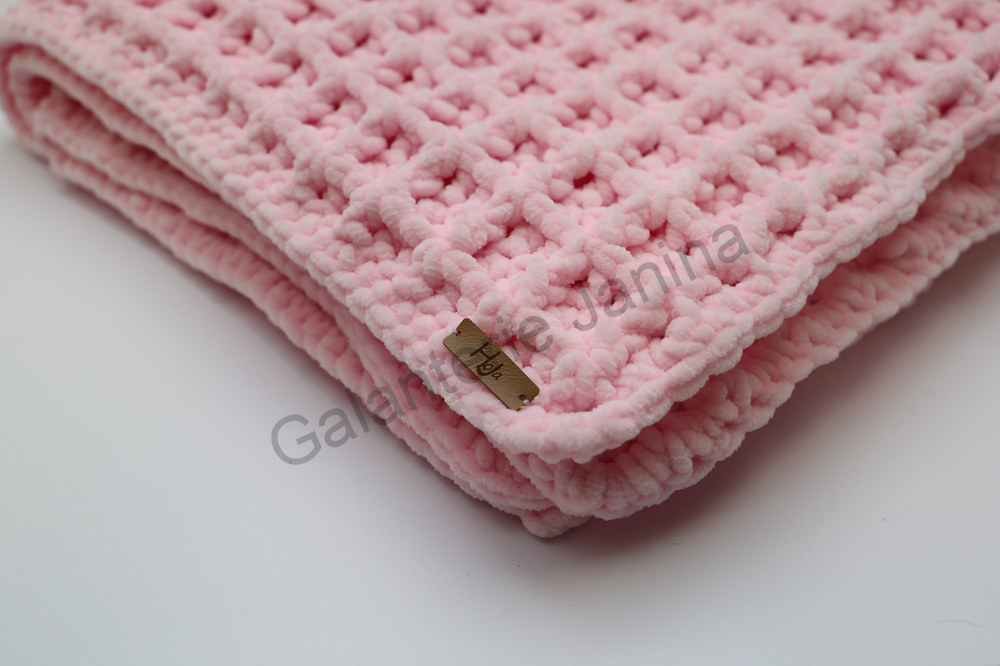 HoJa háčkovaná deka pro miminko 75x70 cm - světle růžová