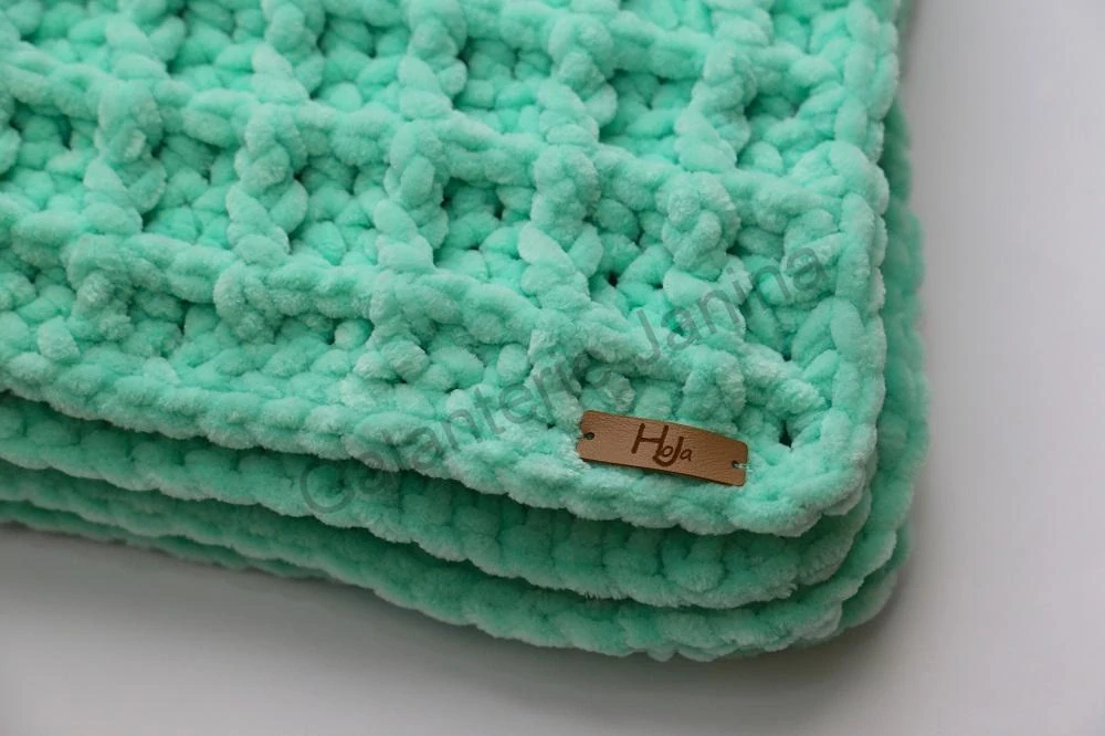 HoJa háčkovaná deka pro miminko 75x70 cm - mentolová