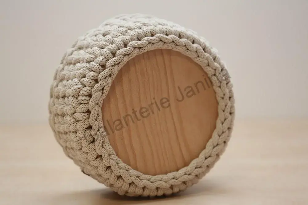 HoJa Háčkovaný košík kulatý 15 cm béžová