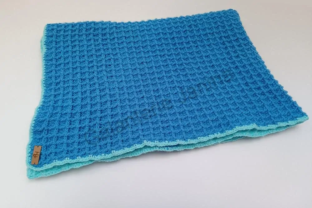 HoJa háčkovaná deka pro miminko 80x60 cm - tyrkysová, středně modrá