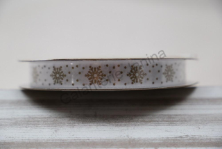Stuha atlasová 16 mm zlaté hvězdičky