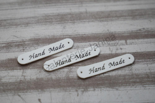 Nášivka Handmade 5 cm - eco kůže bílá