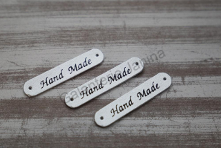 Nášivka Handmade 5 cm - eco kůže stříbrná