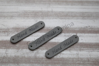 Nášivka Handmade 5 cm - eco kůže tmavě šedá