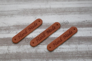 Nášivka Handmade 5 cm - eco kůže hnědá