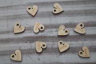 Dřevěné srdce 2x2 cm LOVE