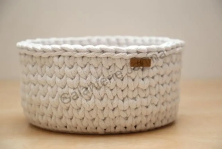 HoJa Háčkovaný košík kulatý 20 cm bílá