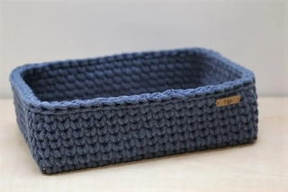 HoJa Háčkovaný košík 25x17 cm denim