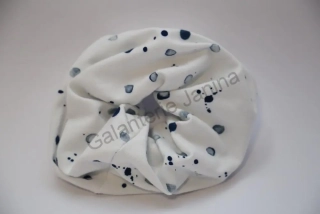 HoJa Scrunchie gumička do vlasů - úplet - Puntík modrý