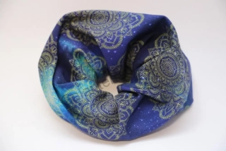 HoJa Scrunchie gumička do vlasů - úplet - Mandala modrá