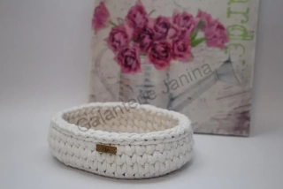 HoJa Háčkovaný košík - ovál 20x15 cm bílá