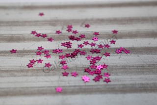Flitry sypané 5 mm - tmavě růžové hvězdičky